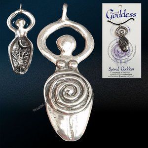 🧙WICCA AMULET "SPIRAL GODDESS" Feminine Power Healing Double Sided Cord&Card